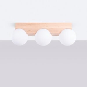 BULBO Wall and Ceiling Light - Natural Wood / 3 Lights Hallway Ceiling Lights Great Lighting UK Ltd
