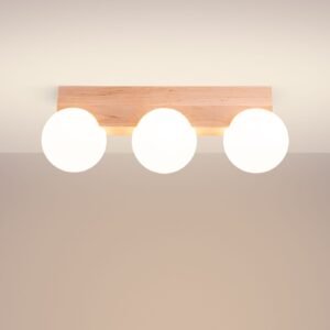 BULBO Wall and Ceiling Light - Natural Wood / 3 Lights Hallway Ceiling Lights Great Lighting UK Ltd