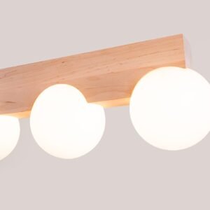 BULBO Wall and Ceiling Light - Natural Wood / 3 Lights Hallway Ceiling Lights Great Lighting UK Ltd