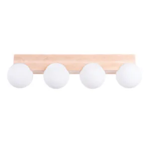 BULBO Wall and Ceiling Light - Natural Wood / 4 Lights Hallway Ceiling Lights Great Lighting UK Ltd