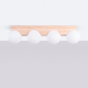 BULBO Wall and Ceiling Light - Natural Wood / 4 Lights Hallway Ceiling Lights Great Lighting UK Ltd