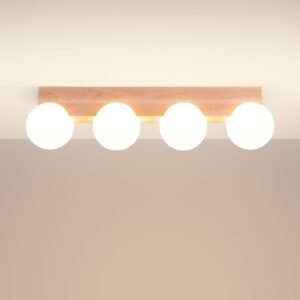 BULBO Wall and Ceiling Light - Natural Wood / 4 Lights Hallway Ceiling Lights Great Lighting UK Ltd