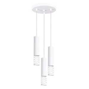 LAMI Pendant Light - Triple Cluster / White Cylinder Pendant Clusters Great Lighting UK Ltd
