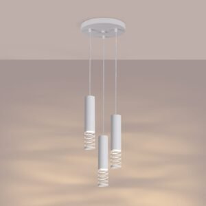 LAMI Pendant Light - Triple Cluster / White Cylinder Pendant Clusters Great Lighting UK Ltd