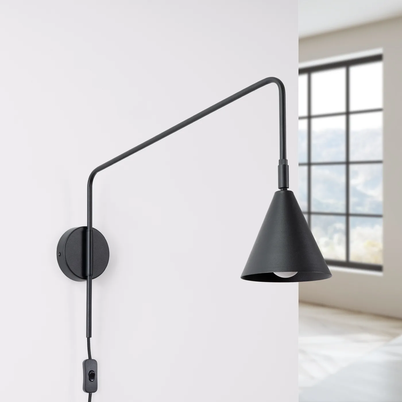 Switched NOX Wall Light - Black Bedroom Wall Lights Great Lighting UK Ltd