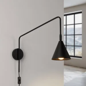 Switched NOX Wall Light - Black Bedroom Wall Lights Great Lighting UK Ltd