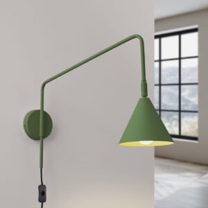 Switched NOX Wall Light - Olive Green Bedroom Wall Lights Great Lighting UK Ltd