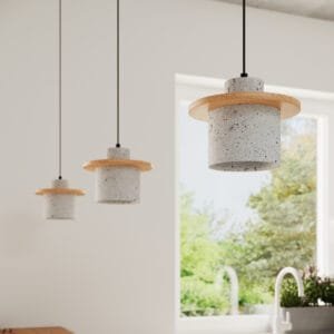 Mab Concrete & Wood Pendant Light Concrete Lighting Great Lighting UK Ltd