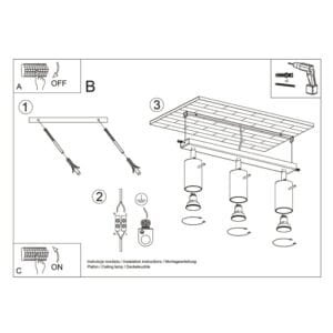 Ring 3-Light Ceiling Bar - Yellow Uncategorized Great Lighting UK Ltd
