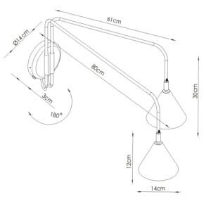 Switched NOX Twin Arm Wall Light - Black Uncategorized Great Lighting UK Ltd
