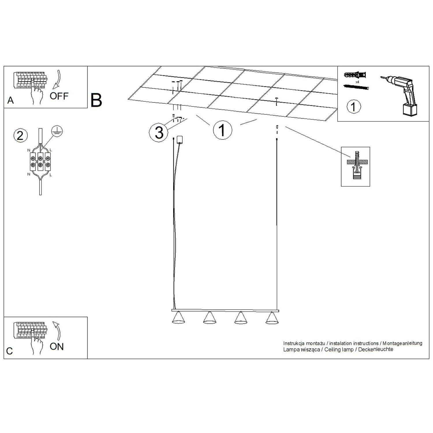 NOX 4-Light Pendant Bar - White 4 Light Spotlights Great Lighting UK Ltd