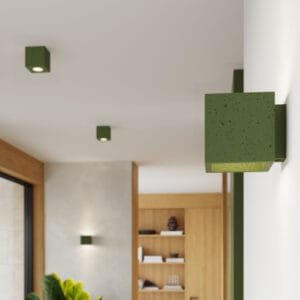Quad Concrete Ceiling Light - Olive Green Box Wall Lights Great Lighting UK Ltd