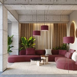 Nevia Tripod Floor Light - Burgundy Floor Lamps Great Lighting UK Ltd