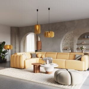Mula Felt Pendant Light 27cm - yellow  Great Lighting UK Ltd