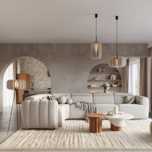 Mula Felt Pendant Light 45cm - Natural Dining Table Pendant Lights Great Lighting UK Ltd