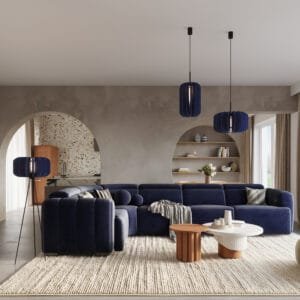 Mula Felt Tripod Floor Light - Navy Uncategorized Great Lighting UK Ltd