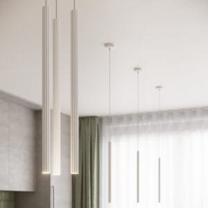 Arche Twin Pendant Light - White Cylinder & Pendant Clusters Great Lighting UK Ltd