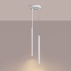 Arche Twin Pendant Light - White Cylinder & Pendant Clusters Great Lighting UK Ltd