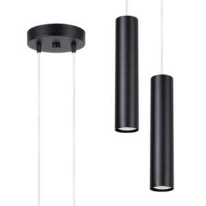 Lagos Twin Cylinder Pendant Cluster - Black Cylinder & Pendant Clusters Great Lighting UK Ltd