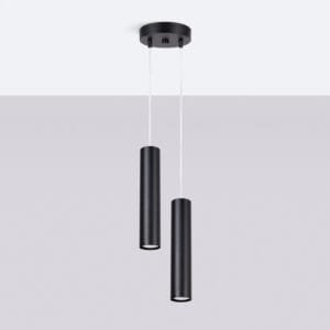 Lagos Twin Cylinder Pendant Cluster - Black Cylinder & Pendant Clusters Great Lighting UK Ltd