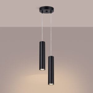 Lagos Twin Cylinder Pendant Cluster - Black Cylinder & Pendant Clusters Great Lighting UK Ltd