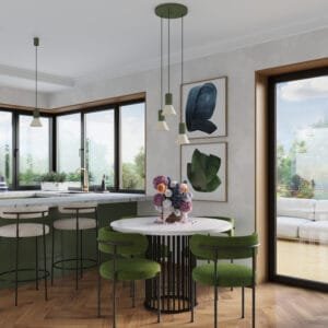 Estria Pendant Light - Natural / Olive Green Coloured Lights Fittings Great Lighting UK Ltd