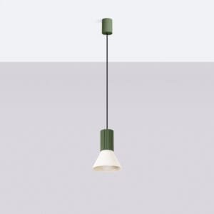 Estria Pendant Light - Natural / Olive Green Coloured Lights Fittings Great Lighting UK Ltd