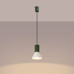 Estria Pendant Light - Natural / Olive Green Coloured Lights Fittings Great Lighting UK Ltd