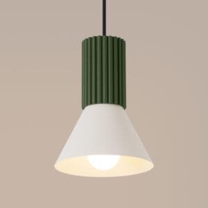 Estria Pendant Light - Natural / Olive Green Coloured Lights Fittings Great Lighting UK Ltd