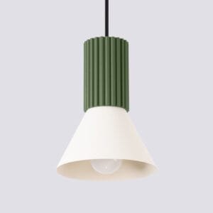 Estria Pendant Light - Natural / Olive Green Coloured Lights Fittings Great Lighting UK Ltd