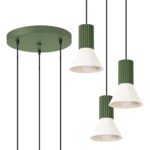 Estria 3-Light Pendant Cluster - Natural / Olive Green Coloured Pendant Lights Great Lighting UK Ltd