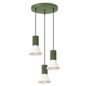 Estria 3-Light Pendant Cluster - Natural / Olive Green Uncategorized Great Lighting UK Ltd