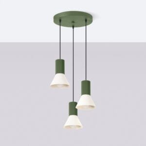 Estria 3-Light Pendant Cluster - Natural / Olive Green Uncategorized Great Lighting UK Ltd