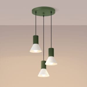 Estria 3-Light Pendant Cluster - Natural / Olive Green Uncategorized Great Lighting UK Ltd