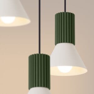 Estria 3-Light Pendant Cluster - Natural / Olive Green Uncategorized Great Lighting UK Ltd