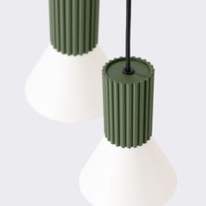 Estria 3-Light Pendant Cluster - Natural / Olive Green Uncategorized Great Lighting UK Ltd