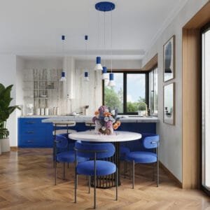 Estria Pendant Light - White / Ultramarine Uncategorized Great Lighting UK Ltd