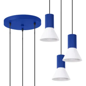 Estria 3-Light Pendant Cluster - White / Ultramarine Cylinder & Pendant Clusters Great Lighting UK Ltd