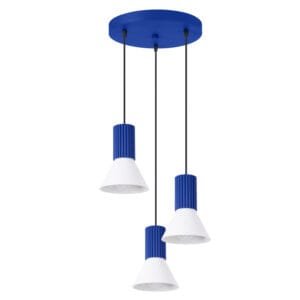 Estria 3-Light Pendant Cluster - White / Ultramarine Cylinder & Pendant Clusters Great Lighting UK Ltd
