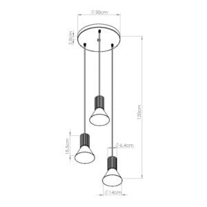 Estria 3-Light Pendant Cluster - White / Ultramarine Cylinder & Pendant Clusters Great Lighting UK Ltd