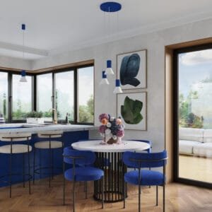 Estria 3-Light Pendant Cluster - White / Ultramarine Cylinder & Pendant Clusters Great Lighting UK Ltd