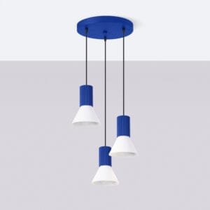 Estria 3-Light Pendant Cluster - White / Ultramarine Cylinder & Pendant Clusters Great Lighting UK Ltd
