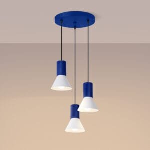 Estria 3-Light Pendant Cluster - White / Ultramarine Cylinder & Pendant Clusters Great Lighting UK Ltd