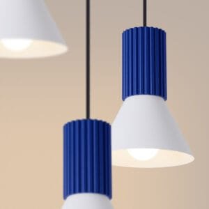 Estria 3-Light Pendant Cluster - White / Ultramarine Cylinder & Pendant Clusters Great Lighting UK Ltd