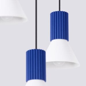 Estria 3-Light Pendant Cluster - White / Ultramarine Cylinder & Pendant Clusters Great Lighting UK Ltd
