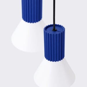 Estria 3-Light Pendant Cluster - White / Ultramarine Cylinder & Pendant Clusters Great Lighting UK Ltd