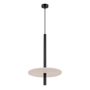 Feltro Felt Disc Pendant Light - Black / Natural Bedroom Pendant Lights Great Lighting UK Ltd