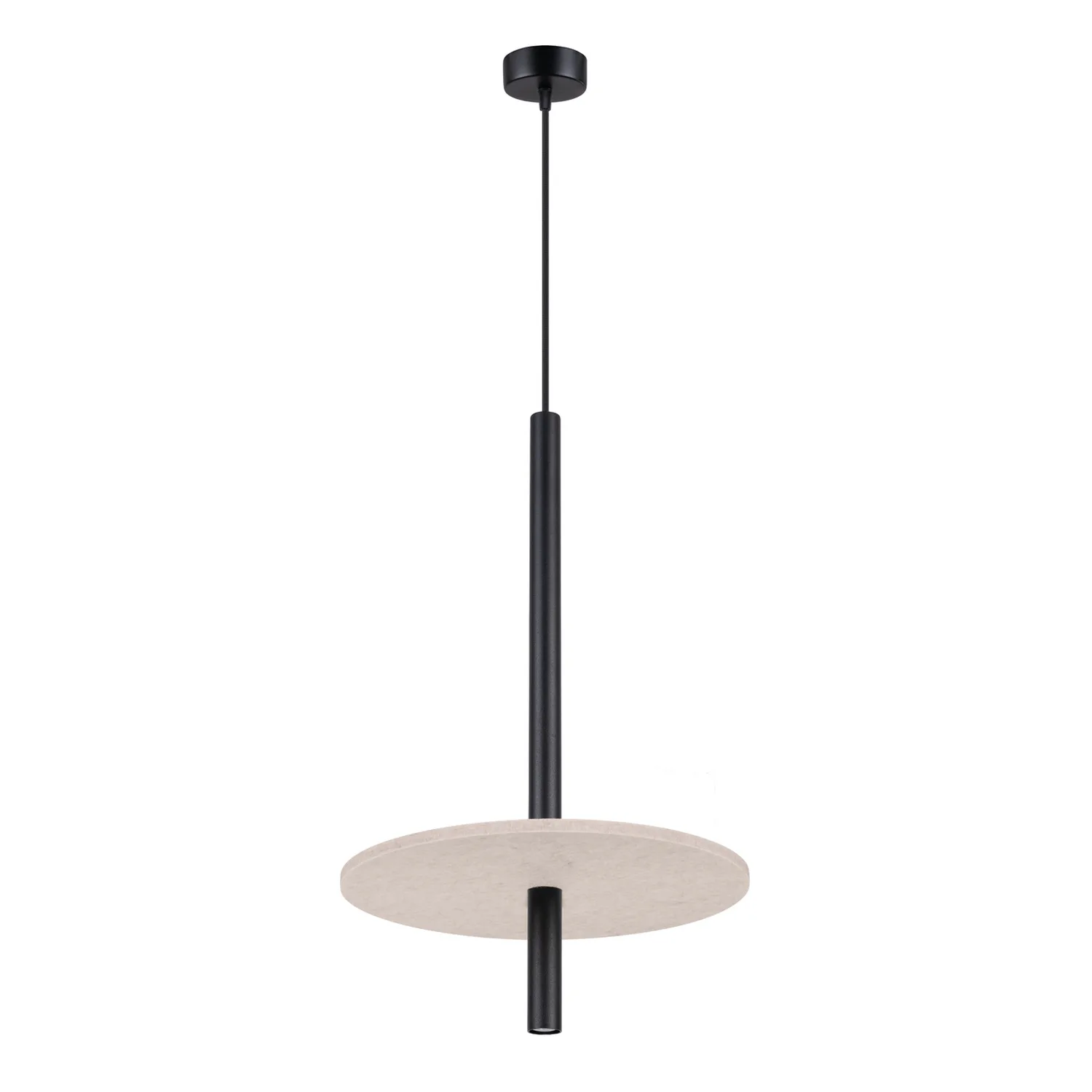Feltro Felt Disc Pendant Light - Black / Natural Bedroom Pendant Lights Great Lighting UK Ltd
