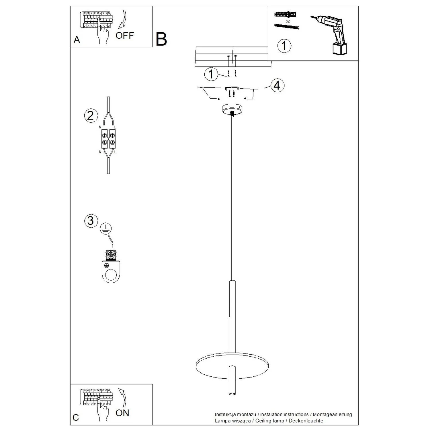 Feltro Felt Disc Pendant Light - Black / Natural Bedroom Pendant Lights Great Lighting UK Ltd