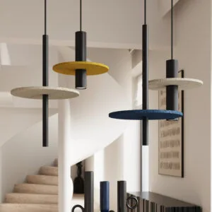 Feltro Felt Disc Pendant Light - Black / Natural Bedroom Pendant Lights Great Lighting UK Ltd